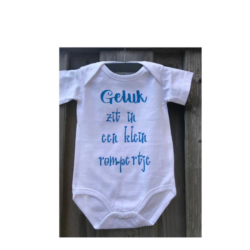 rompertje geluk zit in een klein rompertje blauw